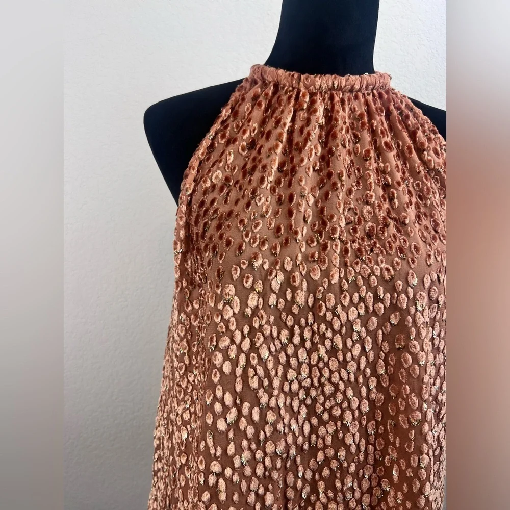 A.L.C. Kinsa Metallic Halter Animal Print Top size 4